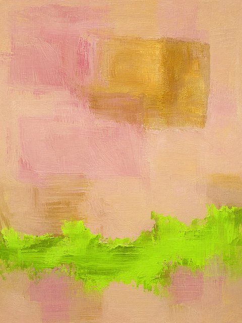 Rose Field, Acid Rain — abstract color-field painting by Kenny Wu, 2026