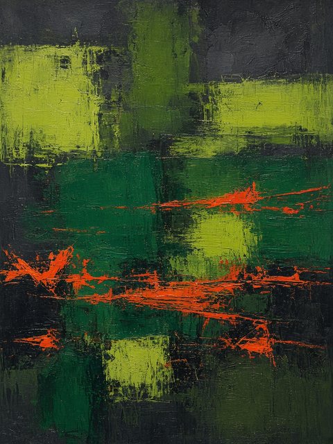 Clawed Garden — abstract color-field painting by Kenny Wu, 2026