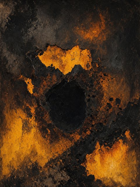 Burned Through — abstract color-field painting by Kenny Wu, 2026