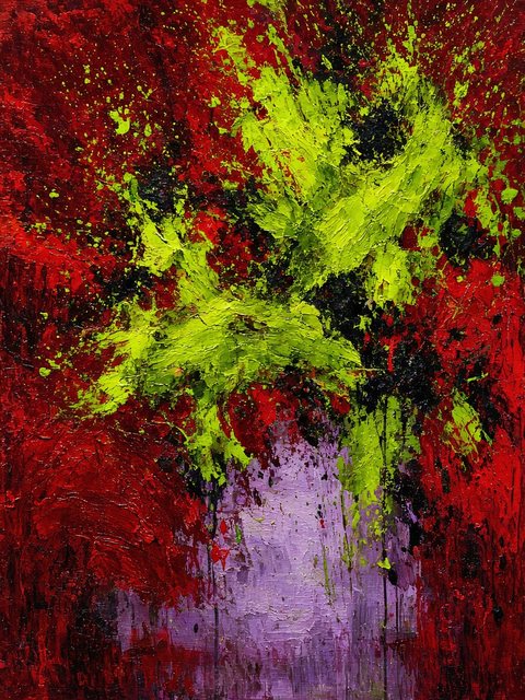Acid vs. Blood — abstract color-field painting by Kenny Wu, 2026