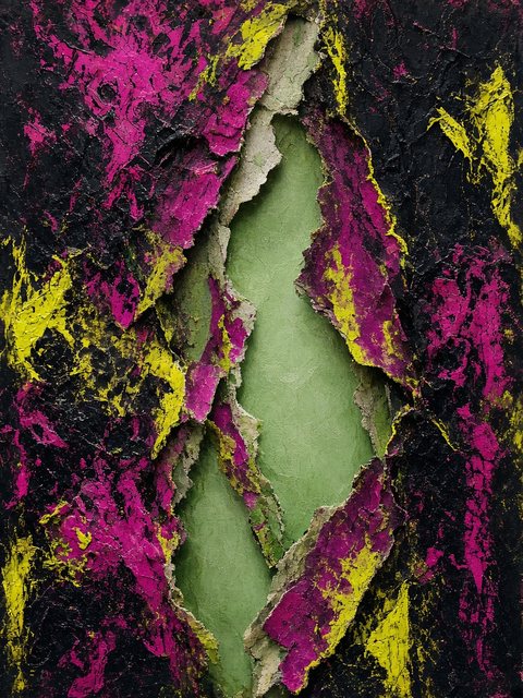 Ripped Open — abstract color-field painting by Kenny Wu, 2026