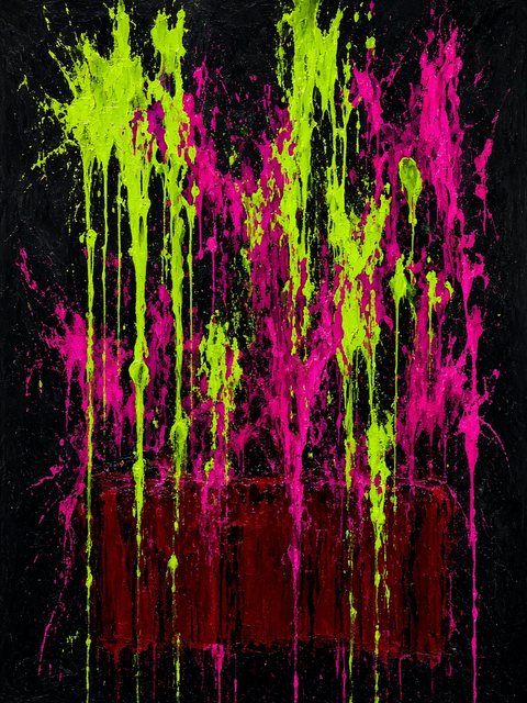 Neon Flood — abstract color-field painting by Kenny Wu, 2026