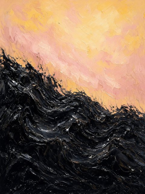 Tar Tide — abstract color-field painting by Kenny Wu, 2026